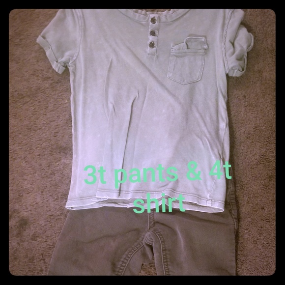 Nwot army green Jean's & a mint green T shirt 4T - Picture 1 of 5